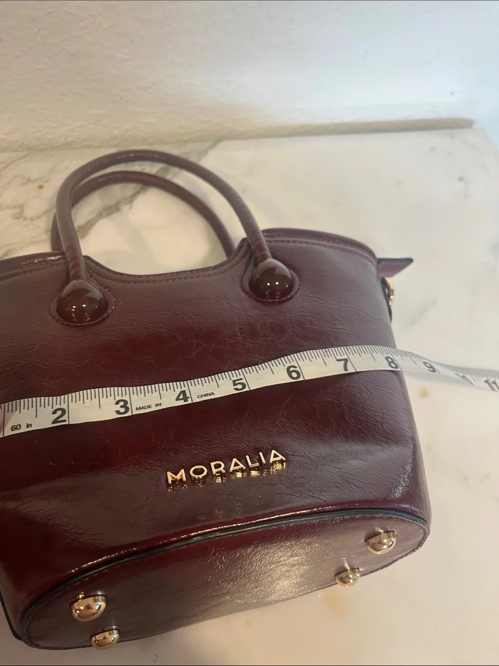 Moralia Deep Burgundy Leather Satchel with Top Handles